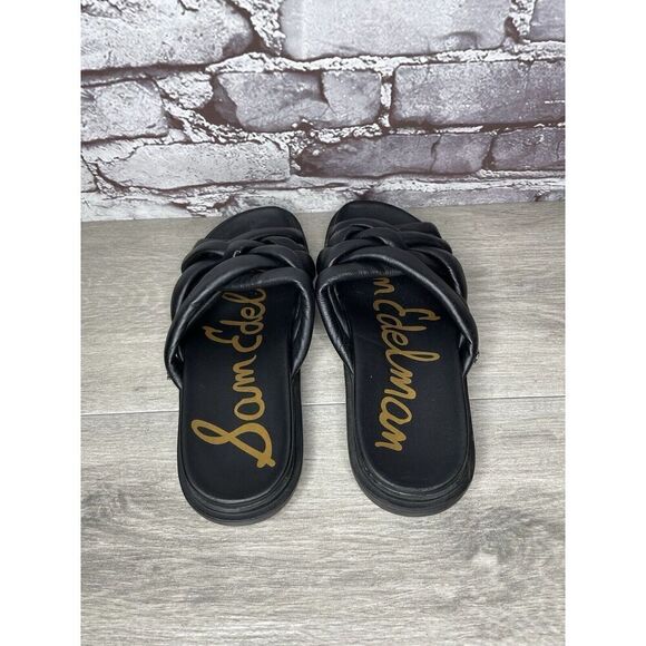 Sam Edelman Vaugn Black Leather Braid Casual Slides Sandals Women Sz 7M US/38EU - Picture 6 of 16